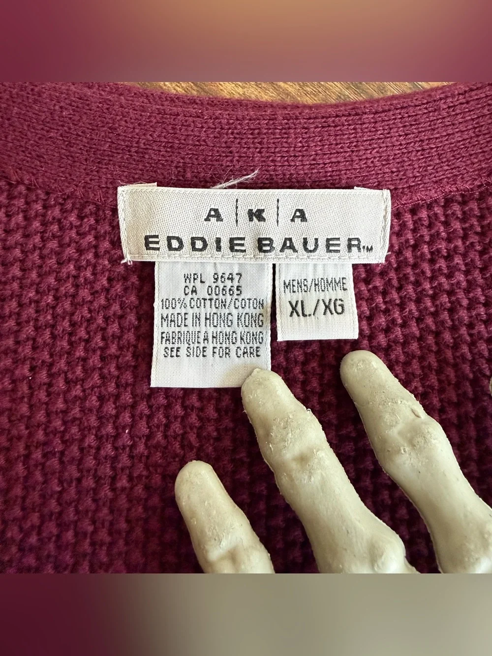 Vintage 90s Eddie Bauer AKA Burgundy Cotton Knit Sweater Vest ~ Size Large